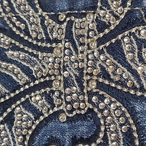 MISS ME ZEBRA PRINT FLEUR DE LIS RHINESTONES BOOT-CUT DENIM JEAN - Picture 4 of 16